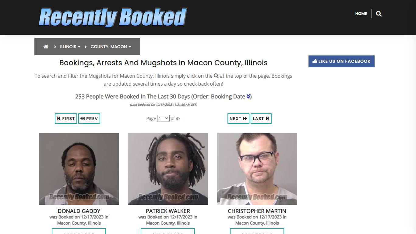 Recent bookings, Arrests, Mugshots in Macon County, Illinois