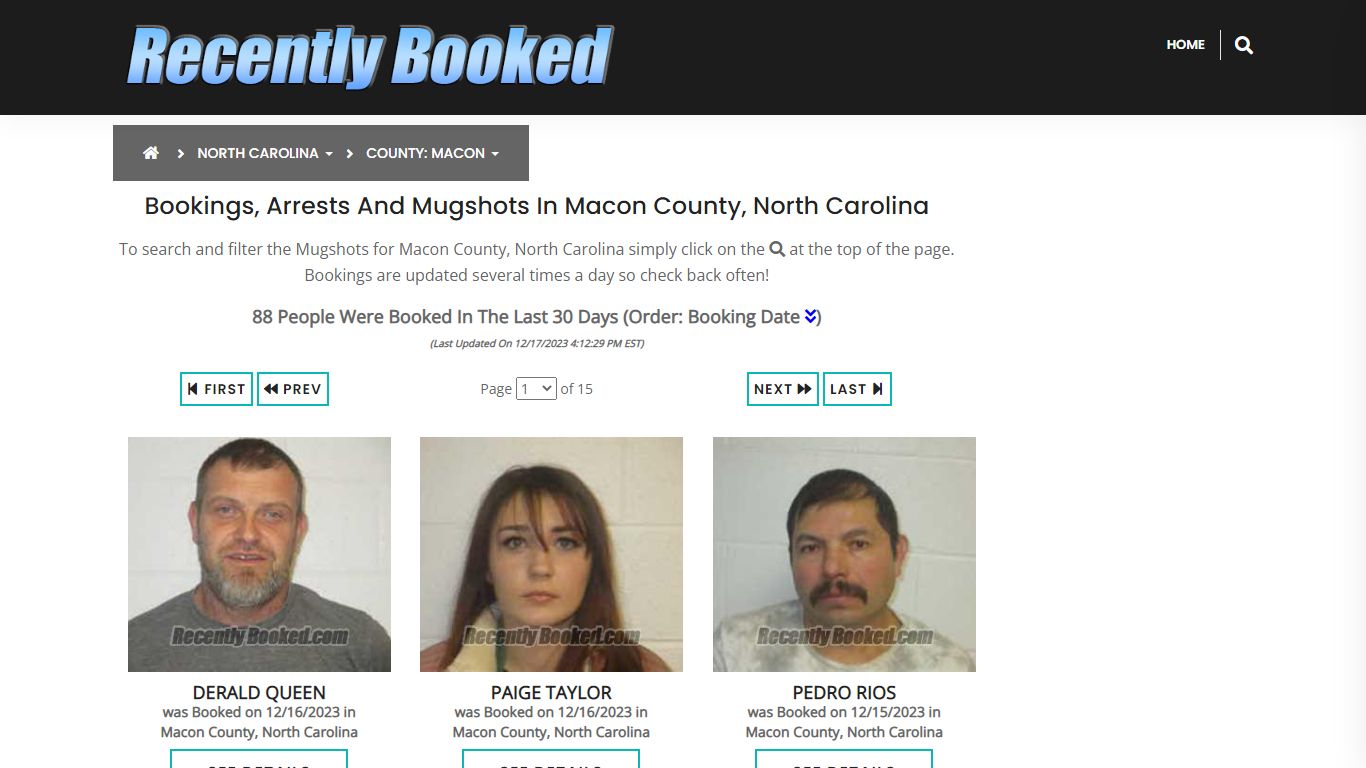 Bookings, Arrests and Mugshots in Macon County, North Carolina